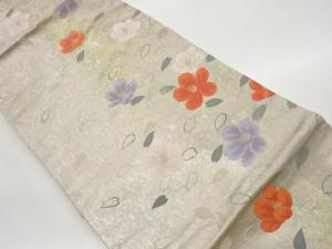 花々に花弁散らし模様織出し名古屋帯